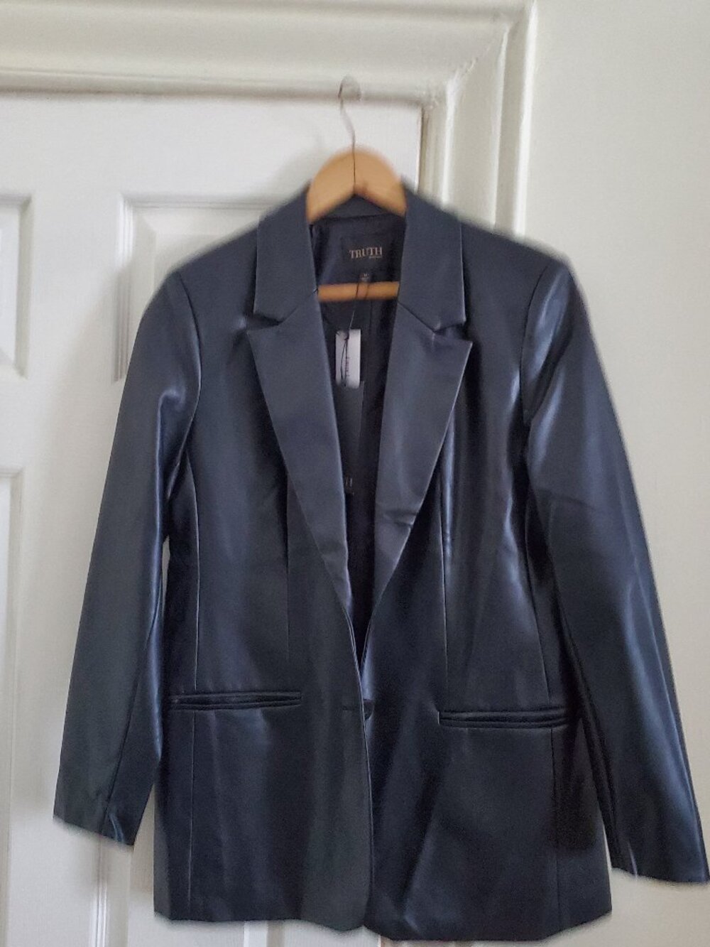 Faux leather blazer